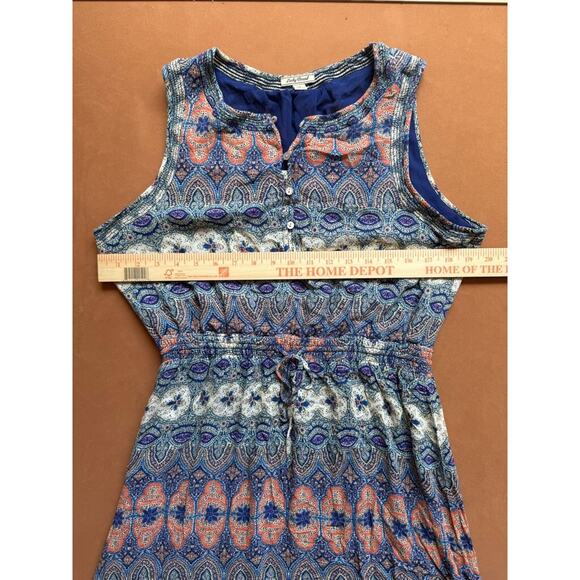 Lucky Brand Blue Sleeveless Drawstring Dress‎ Floral Paisley - Picture 3 of 8